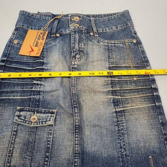 VIA DUTTUS 20" Brazilian Denim Blue Jean Skirt Womens Size 0 NWT - Picture 10 of 11